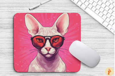 Cute Pink Cornish Rex Cat Mouse Pad