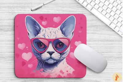 Cute Pink Devon Rex Cat Mouse Pad