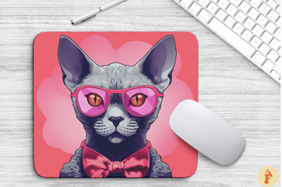 Cute Pink Devon Rex Cat Mouse Pad