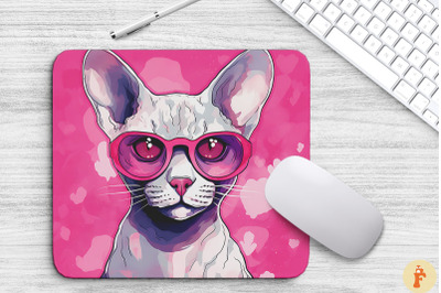 Cute Pink Devon Rex Cat Mouse Pad