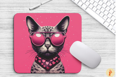 Cute Pink Egyptian Mau Cat Mouse Pad