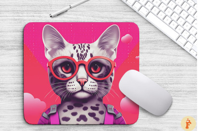 Cute Pink Egyptian Mau Cat Mouse Pad