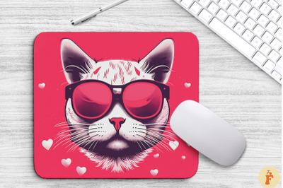 Cute Pink Manx Cat Mouse Pad