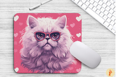 Cute Pink Persian Cat Mouse Pad