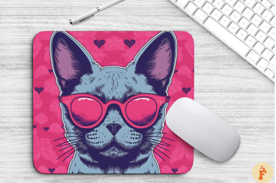 Cute Pink Russian Blue Cat Mouse Pad