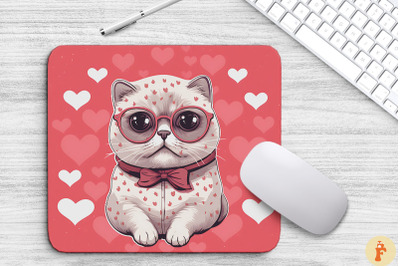 Cute Pink Scottish Fold Cat Mouse Pad