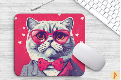 Cute Pink Scottish Fold Cat Mouse Pad