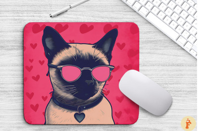 Cute Pink Siamese Cat Mouse Pad