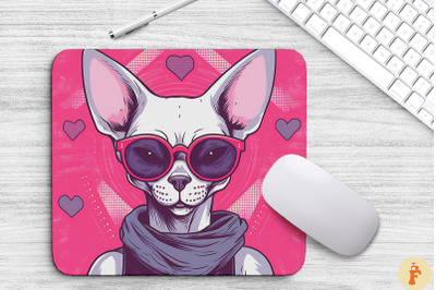 Cute Pink Sphynx Cat Mouse Pad