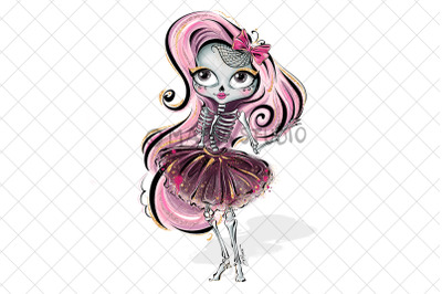 Pink Skeleton Girl Clipart