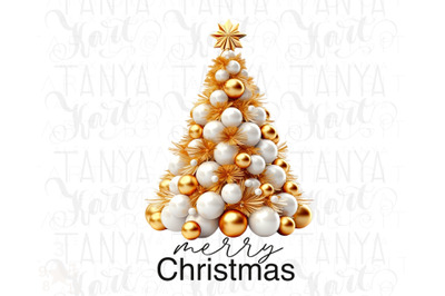 Gold Christmas Tree PNG