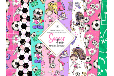 Soccer Girls Digital Papers