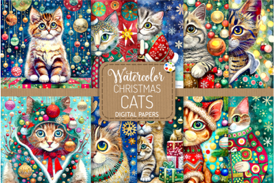 Christmas Cats - Watercolor Portrait Paintings