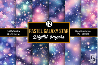 Pastel Galaxy Stars Pattern Digital Papers