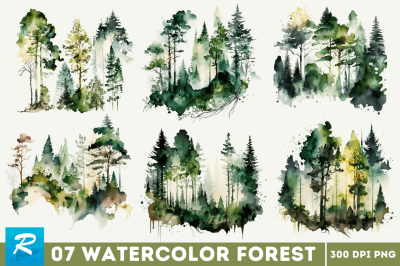 Watercolor Forest Clipart Bundle