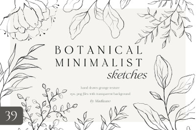 Minimalist floral botanical line art