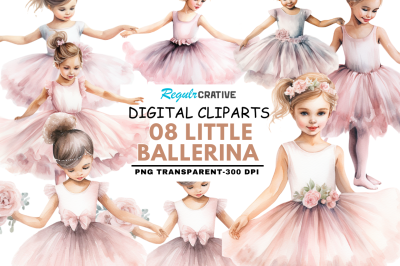 Little Ballerina Watercolor Clipart