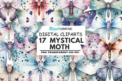 Watercolour Mystical Moth clipart