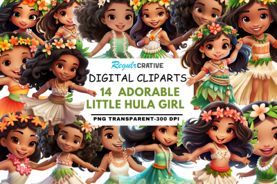 Adorable Little Hula Girl Clipart