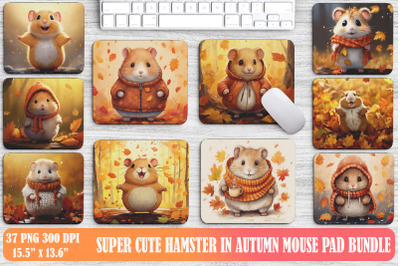 Super Cute Hamster In Autumn Mouse Pad