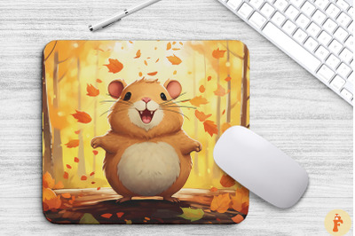 Cute Hamster In Beautiful Autumn Wooded