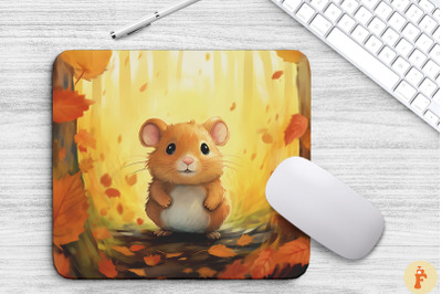 Cute Hamster In Beautiful Autumn Wooded