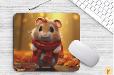 Cute Hamster With A Scarf Mouse Pad