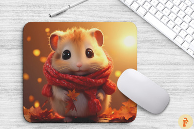 Cute Hamster With A Scarf Mouse Pad