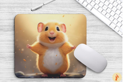 Cute Happy Hamster In Autumn Mouse Pad