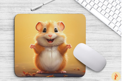 Cute Happy Hamster In Autumn Mouse Pad