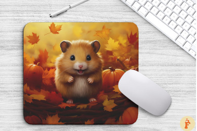 Autumn Cute Hamster Mouse Pad Design