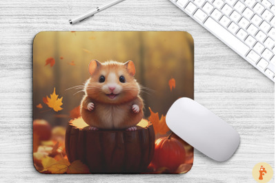 Autumn Cute Hamster Mouse Pad Design