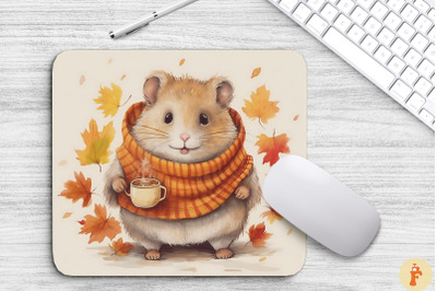 Cute Hamster In Autumn Scenery