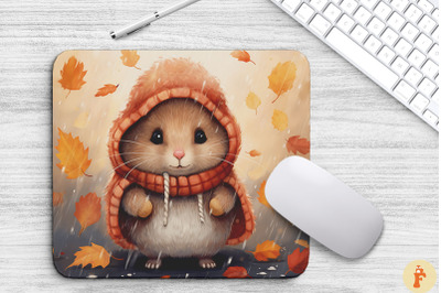 Cute Hamster In Autumn Scenery