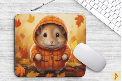 Cute Hamster In Autumn Scenery