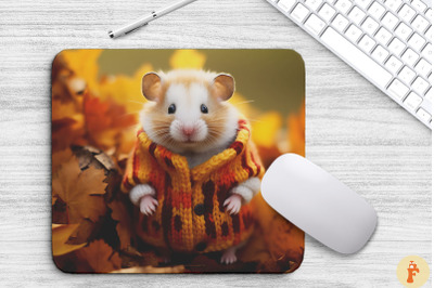 Hamster In Autumn Foliage Mouse Pad