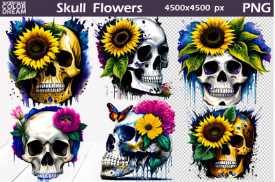 Skull Sunflower Sublimation | 3D Skull Flower Design&nbsp;