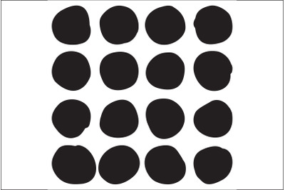 Set of black spots, circle brush strokes on white background vector