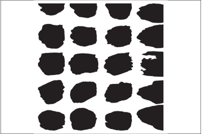 Set of black spots, brush strokes on white background vector illustrat