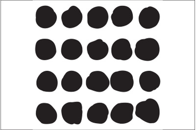 Set of black spots&2C; circle brush strokes on white background vector