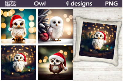 Cute Christmas Owl Illustration | Christmas Background