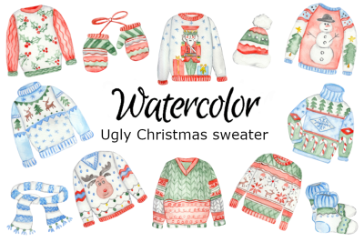 Ugly Christmas Sweaters watercolor clipart