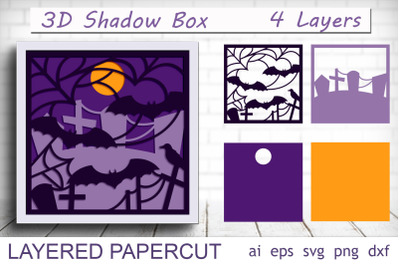 Halloween shadow box, 3d Layered decor svg