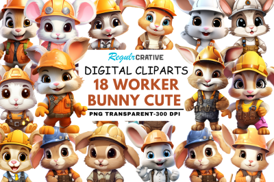 Worker Bunny Cute Clipart