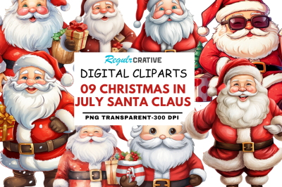 Christmas in July Santa Claus Clipart