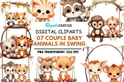 Couple Baby Animals in Swing Sublimation