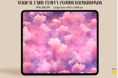 Watercolor Pink Cloudy Skies Backgrounds