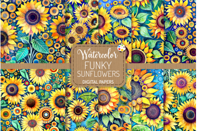 Funky Sunflowers - Transparent Watercolor Surface Designs