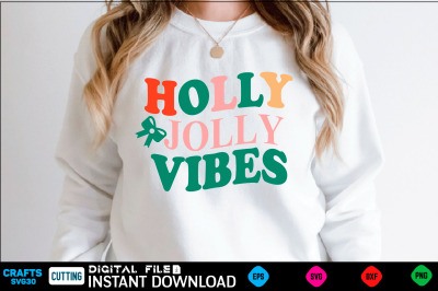 Holly jolly vibes retro SVG