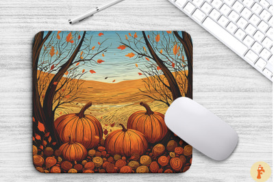 Fall Leaves And Pumpkin Bliss Mouse Pad